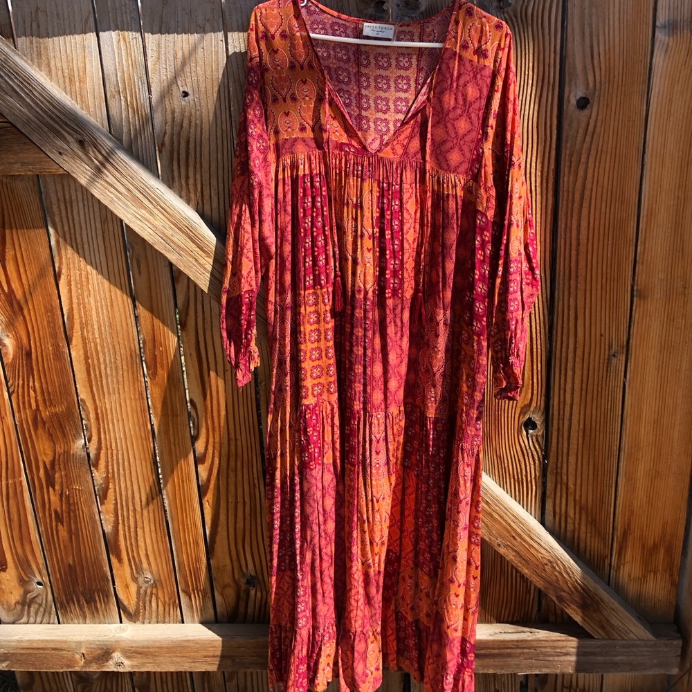 Dress Forum Boho Patchwork Print flowy maxi dress